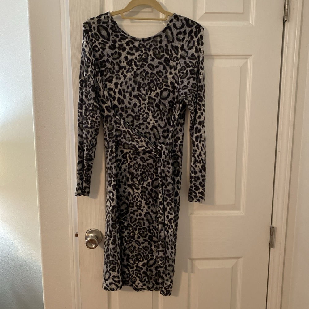 Spense‎ Sweater Dress Leopard Print Size Med Pullover Long Sleeves NWT